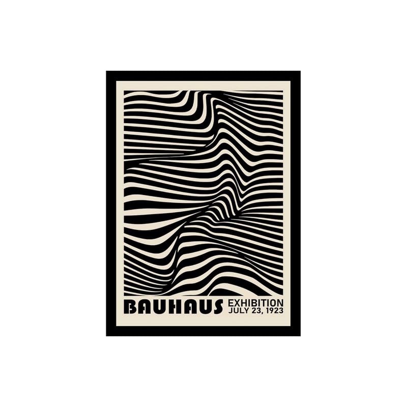 Image of BLINKART Vintage Bauhaus Retro Geometric Aesthetic Poster Gallery | Colorful Wrap Framed For Home Office Studio Living Room Modern Art Studio Decoration Abstract Shapes | (d64) | 13x10 Inch
