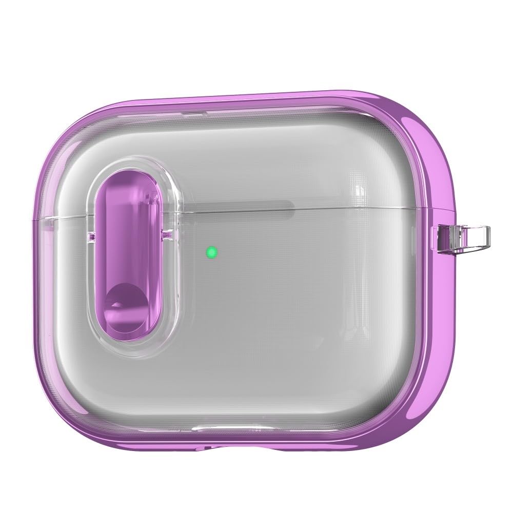 etui kompatybilne z AirPods Pro (1. generacji) (kolor: fioletowy) twarda silikonowa obudowa twarda obudowa ochronna pokrowiec brelok