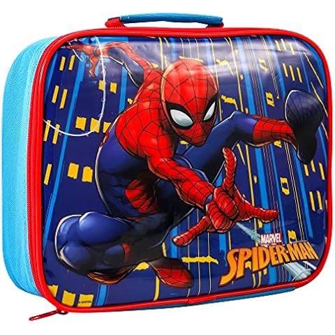 Spiderman Rectangular Insulated Lunch Box Bag for Boys and Girls, Perfect Size for Packing Hot or Cold Snacks for School and Travel, BPA Free Cover