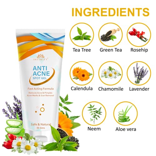 Image of INTIMIFY Anti-Acne Spot Gel | Reduce Acne & Pimples | For All Skin Types | 50 gm