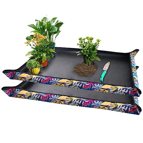Image of Onlysuki 2 PCS 43.5 inch x 29.5 inch Extra Large Repotting Mat for Indoor Plants Transplanting and Dirt Control Plant Gift for Plant Lovers