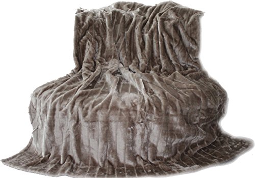 Brandsseller Felldecke 150 x 200 cm Hochwertige Kuscheldecke Sofa Decke Wohndecke Tagesdecke Flauschiges Kunstfell Taupe-Grau