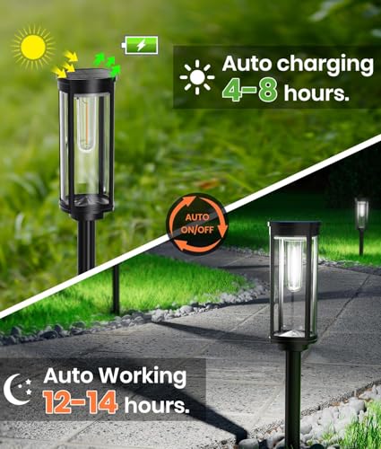 Image of NEWMESSI Solar Pathway Lights Outdoor, IP65 Waterproof Solar Garden Lights for Outside Lighting, Yard Path Lawn Walkway Driveway Landscape (Round Cool White, 6 Pack)
