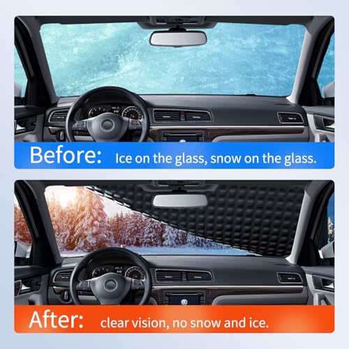 Image of Winter Windshield Covers for Ice and Snow&Winter Car Essentials, Car Anti-Snow Cover, Snow Windshield Cover Automotive Exterior Accessories,Free Car Snow Shovel, Towel, and Gloves.