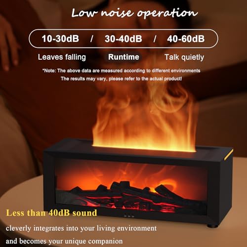 Image of Fireplace Essential Oil Diffuser, 150ml Aromatherapy Diffuser, Ultrasonic Cool Mist Humidifier, 7 Colors Firelight Flame Diffuser with Remote for Home Office