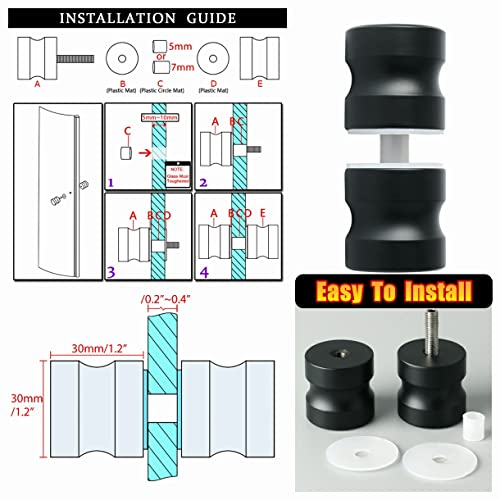 Alise Shower Glass Door Handle,Sliding Shower Doors Knob Round Back-To-Back Pull Hardware Replacement Parts For Bathroom Glass Doors,Matte Black Solid Sus304 Stainless Steel Knobs,L5000-B #TOP5