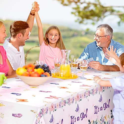 Bkeecten 3Pcs Butterfly Party Decoration Tablecloth Rectangular Waterproof Plastic Butterfly Floral Tablecover For Spring Summer Girl Birthday Baby Shower Party Table Cloth Supplies, 108 X 54Inch #TOP4