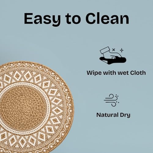 Image of Classyo Cotton Coasters for Dining Table, 10 inch (Brown Design, Pack of 2) | Round Placemats for Hot Pots, Plates and Pans | Dining Table Placemats | Dining Table Mat | Washable Round Table Mats