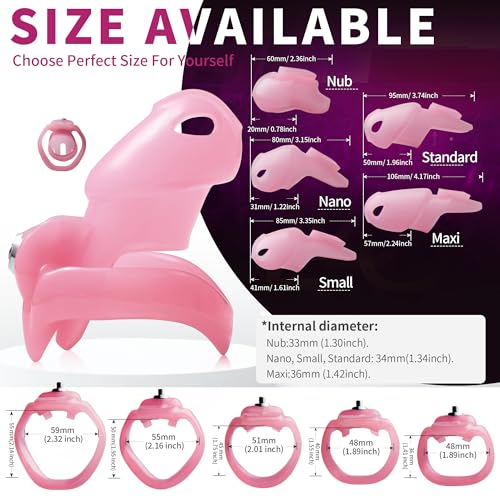 Image of HTV5 Resin Chastity Cage, 5 Wide Comfort Rings Click&Lock Lock for Men, Adult Sex Toy (Pink, Standard)