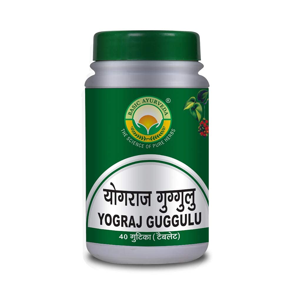BASIC AYURVEDAYograj Guggulu – 40 Tablets | Ayurvedic Joint Support Supplement for Arthritis, Muscle Pain & Inflammation | Herbal Detoxifier with Guggul, Triphala & More
