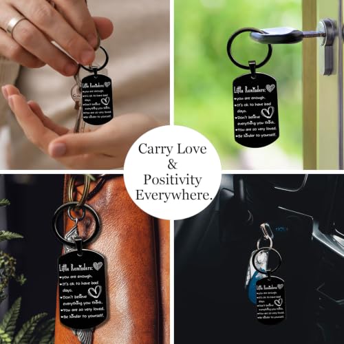 Double Sided Little Reminders Keychain - Engraved Mental Health Affirmation & Keep Going Mountain Sunrise | Uplifting Self Care Therapy Gifts, You Are Enough Inspiration Keychain - Image 5