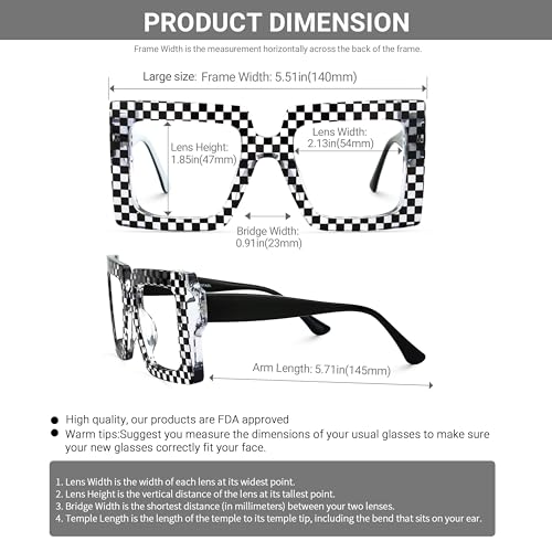 Image of VOOGLAM Oversize Square Blue Light Glasses for Women Anti Eyestrain Dry Eyes Computer Phone TV Eyewear Ferial