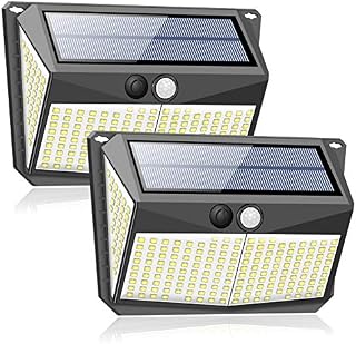 ZEEFO 228 LED Solar Lights Outdoor,Solar Motion Sensor Security Lights with 3 Working Models,2200mAh Waterproof Decorative Garden Wall Lights Fencing Lights Outside-Super Bright 2 Pack