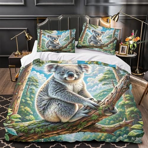 Housse de couette koala 3D 140x200 parure de lit microfibre enfant - 4