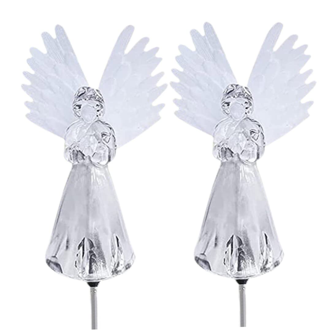 CAKEEYUM Garden Solar Lights Outdoor Waterproof Solar Angel Stake Lights with Color Changing LED for Pathway 2Pcs Garden, Stake, Pathway, Yard, Ornaments