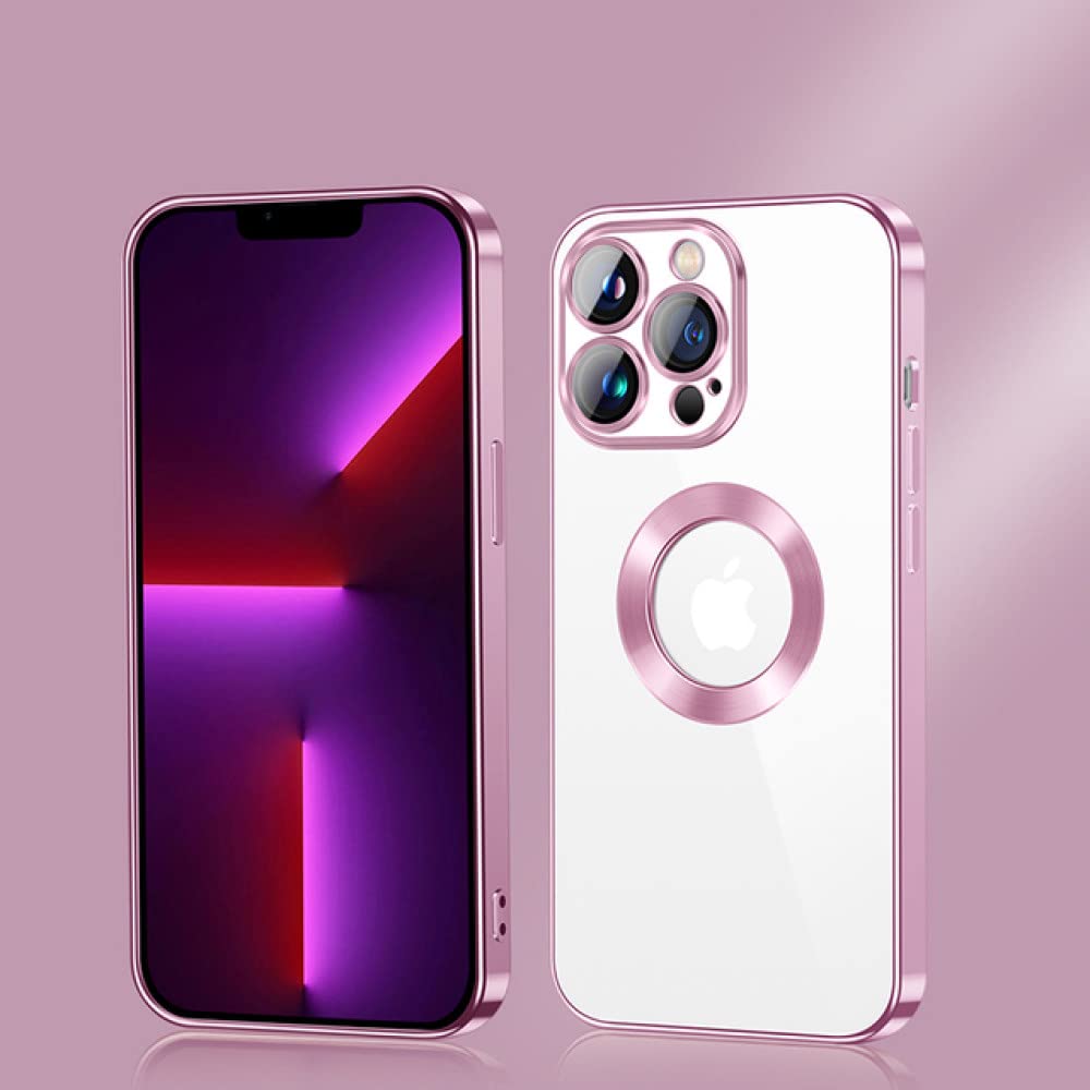 Housse TPU souple pour iPhone 14 Max : coque transparente mince avec placage rose - 6