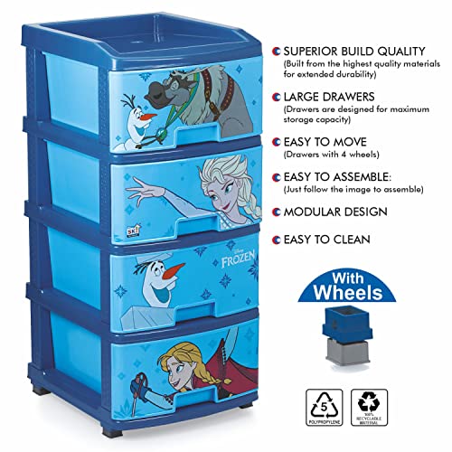 Image of SKI Homeware Vintage Chest of Drawers For Kids (Frozen) | Spacious, sturdy & easy to move on wheels