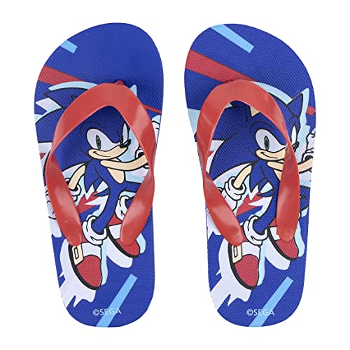 Chanclas de Sonic - Color Azul y Rojo - Talla 30/31 - Fabricadas 100% de EVA - Chanclas de Dedo para Niños y Niñas - Producto Original Diseñado en España