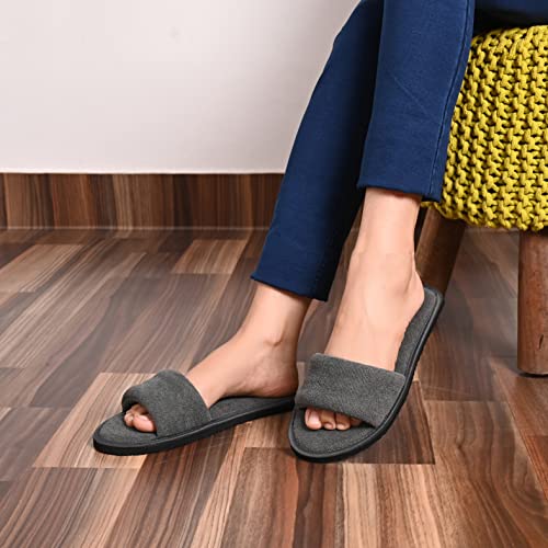 Image of Women's Home Slippers Indoor House Bedroom Room Carpet Open Toe Cloth Slippers Women Girls