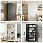 71" Metal Kitchen Pantry Cabinet with Dual Handles & Adjustable Legs, Freestanding Storage Cabinet with Doors and 4 Adjustable Shelves, Tall Food Pantry for Kitchen Dining Room, Black - Image 5