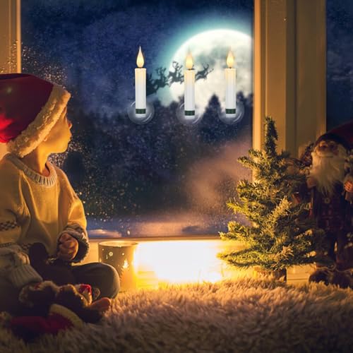 Image of GenSwin Christmas Tree Flameless Candles, 10 Pcs Clip on for Christmas Trees, LED Candles with Remote Timer Battery Operated