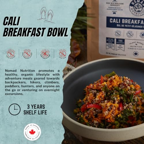 Image of Nomad Nutrition Cali Breakfast Bowl | Instant Freeze Dried Backpacking & Camping Food | Plant-Based, Non-GMO Hiking Meals with High-Energy, Vegan, Gluten-Free | 56g - 2 Pack