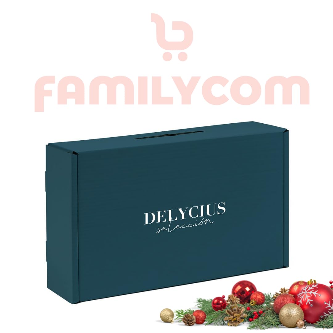 FAMILYCOM. Cesta Navidad Gourmet. Surtido con Ibericos para Regalo. Lote de Ibericos, Embutidos, Selección de Vino, Sobrasada, Morcilla, Paté.