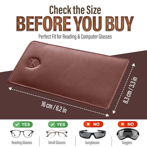 Image of ALLEN & MATE 100% Leather Slim Glasses Case for Reading and Computer Glasses for Men & Women
