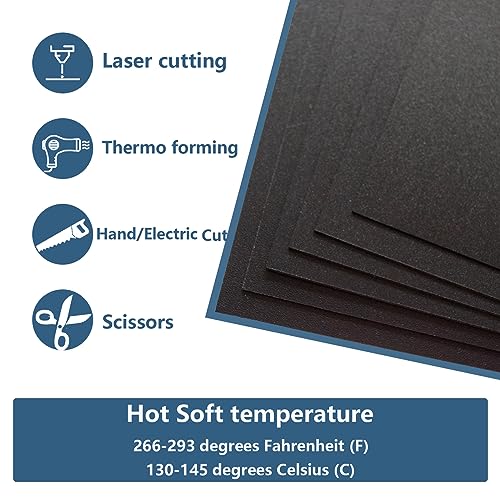 Image of 6 Pack Black Plastic Sheet 12x12x0.04 in Flexible High Tensile Plastic Sheets Black Plastic Panel for DIY Materials Handicrafts Home Decoration