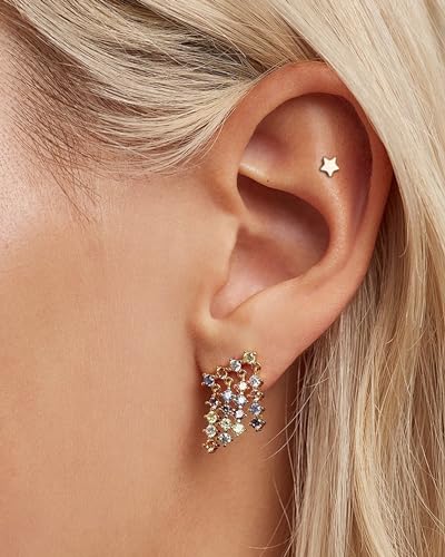 Minimalist G23 Solid Titanium Cartilage Earring Stud 16G Threadless Push in Helix Tragus Earrings for Women Flat Back Tragus Medusa Piercing Jewelry Surgical Steel Hypoallergenic2