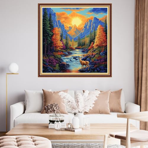 Image of Funart Stamped Cross Stitch Kits for Beginners Full Range of Cross Stitching Preprinted Embroidery Kits for Adults, 11CT Embroidery Pattern Needlepoint Kits- (ArtColors20)