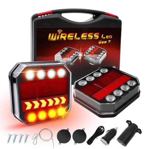 HBLEDOT Wireless Trailer Lights Magnetic, Rechargeable LED Tow Light Kit
