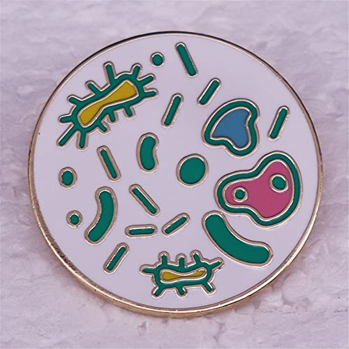 Image of Microbes In Magnifying Glass Enamel Lapel Pin Science Pin. Biology Badge Chemical Organism Metal Brooch Creative Jewelry Gift for Teacher Student Doctor Nurse