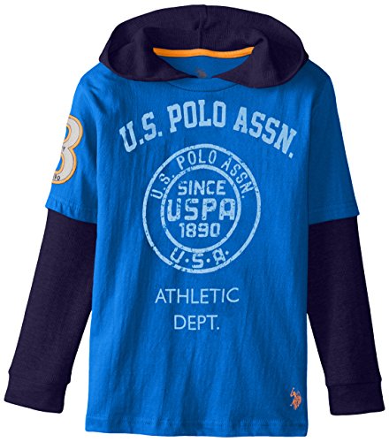 U.S. Polo Assn. Big Boys' Hoodie Hang Down, China Blue, 10/12