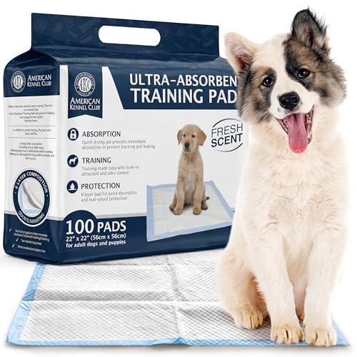 Image of American Kennel Club Scented Puppy Training Pads with Ultra Absorbent Quick Dry Gel - 22 x 22 Pee Pads for Dogs - Fresh Scented - Pack of 100