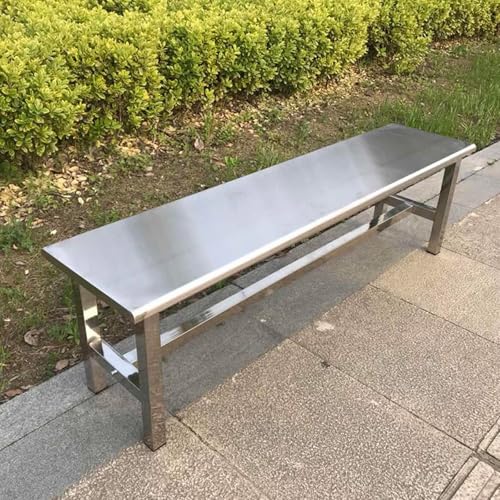 304 Stainless Steel Outdoor Patio Bench,Weatherproof Garden Benches,All-Weather Porch Backless Chair,R-shaped corner treatment,660 Lbs Load-Bearing Capacity(100*35*45cm/39.4*13.8*17.7in)