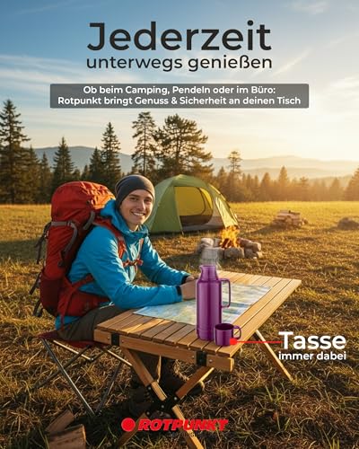 ROTPUNKT Isolierflasche 0,25 L mit integriertem Becher - Hochwertige Isolierkanne Made in Germany I Bis zu 24 h heiß & 36 h kalt (Andreas… – Ansicht 3