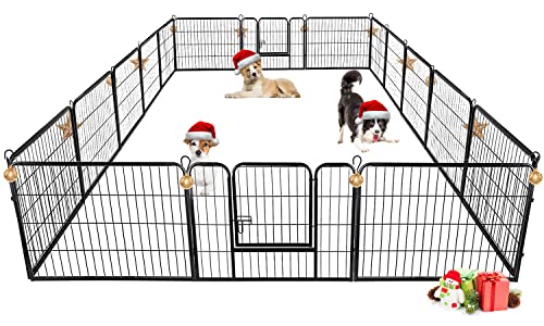 BestPet Dog Pen Extra Large Indoor Outdoor Dog Fence Playpen Heavy Duty 16/8 Panels 24 32 40 Inches Exercise Pen Dog Crate Cage Kennel (32 W x 24 H 16 Panles)
