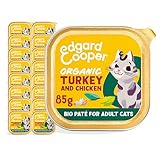 Edgard & Cooper Organic Grain Free Wet Cat Food Pate (Organic Turkey 16 x 85g Cups), Natural Cat Food for Sterilized Adult Cats with Fresh Meat, High Protein, No Added Sugar