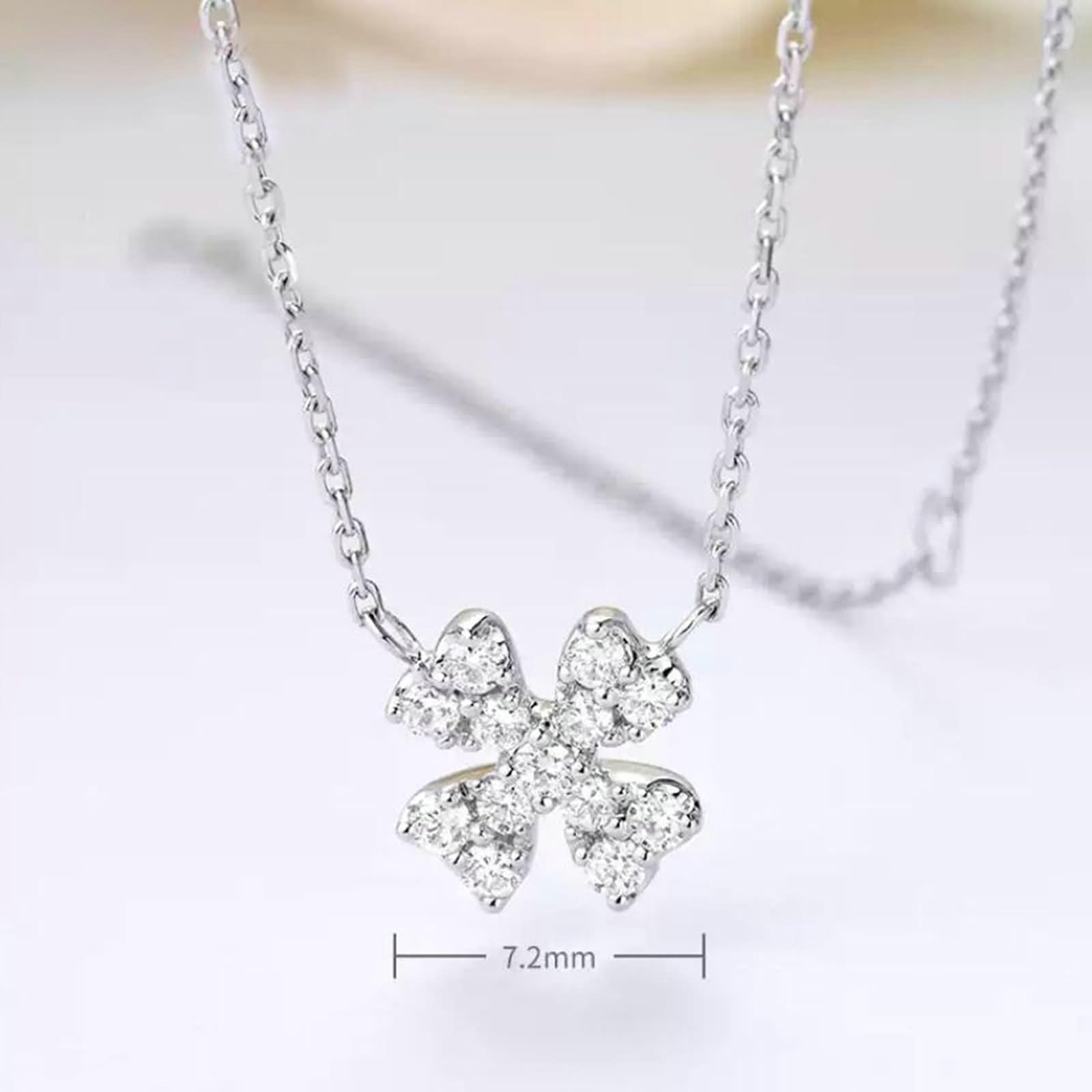 Łańcuszek przyjaźni Cool, łańcuszek z wisiorkiem damski, długi liść, 0,15 ct diament białe złoto, 45 cm