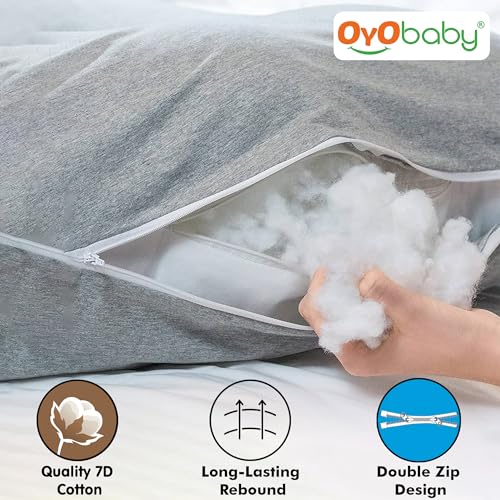Image of OYO BABY Cooling Pregnancy Pillows, U Shaped Silky Maternity Pillow for Pregnant Women, Pregnancy Body Pillow for Sleeping, Back Pain Relief and Pregnant Legs, HIPS, Belly Support (Grey)