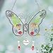 Grandma Butterfly Floral Suncatcher with Pressed Flower Wings and Heart Charm - Measures 4 1/4