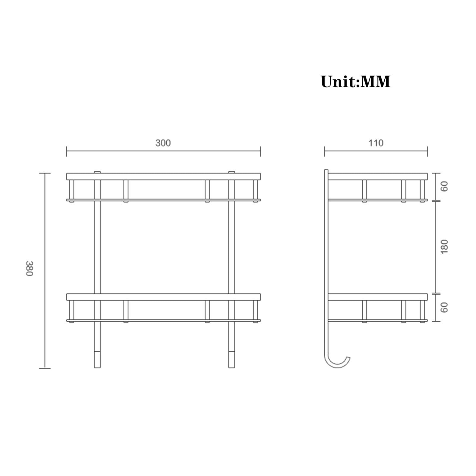 Estante esquinero de baño, estante de ducha montado en la pared, cesta de almacenamiento de latón macizo inoxidable, organizador rectangular para artículos de tocador