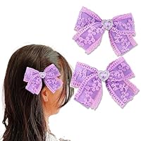 Amazon | ハートビジュー付きカラーレースリボンクリップ2個セット