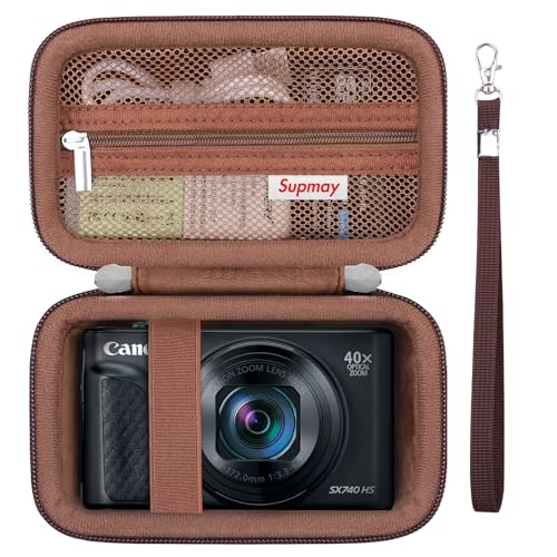 Supmay Hard Carrying Case for Canon PowerShot SX740 HS/ SX730 HS/ SX720 HS/ SX620 HS/ G7 X Mark III/G7 X Mark II Digital Camera Storage Holder Travel Bag with Mesh Pocket for Battery Pack Dark Brown