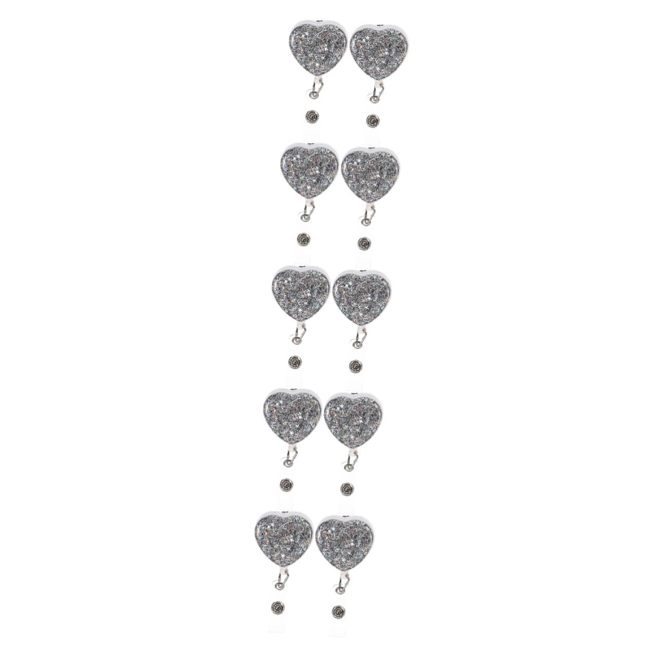 SHINEOFI 10 Piezas pergamino de insignia tarjetero tarjetas visita tarjetero para tarjetas de visita tarjeteros decoración del corazón carretes de identificación cordón colgante abdominales