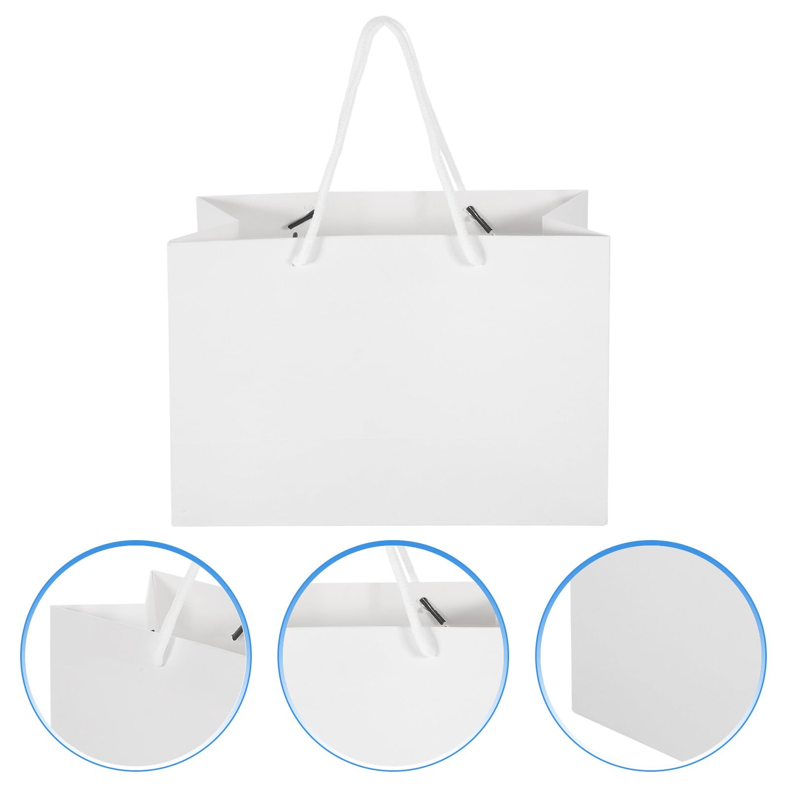 OATIPHO 20 Bolsas de Obsequio white de Papel Kraft con Asas Tamaño 24X17X10 CM Paquete de 20 Unidades Ideales para Fiestas Cumpleaños y Embalaje de Golosinas Pequeñas