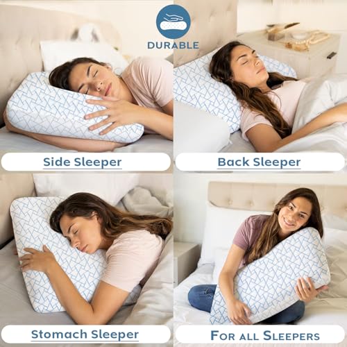 Image of AYKA Dual Season Cooling Memory Foam Pillow for Neck & Shoulder Pain | Neck Orthopedic Pillow for Sleeping, Pain Relief & Spinal Alignment | Ergonomic Design | 2 Years Warranty (Set of 2)