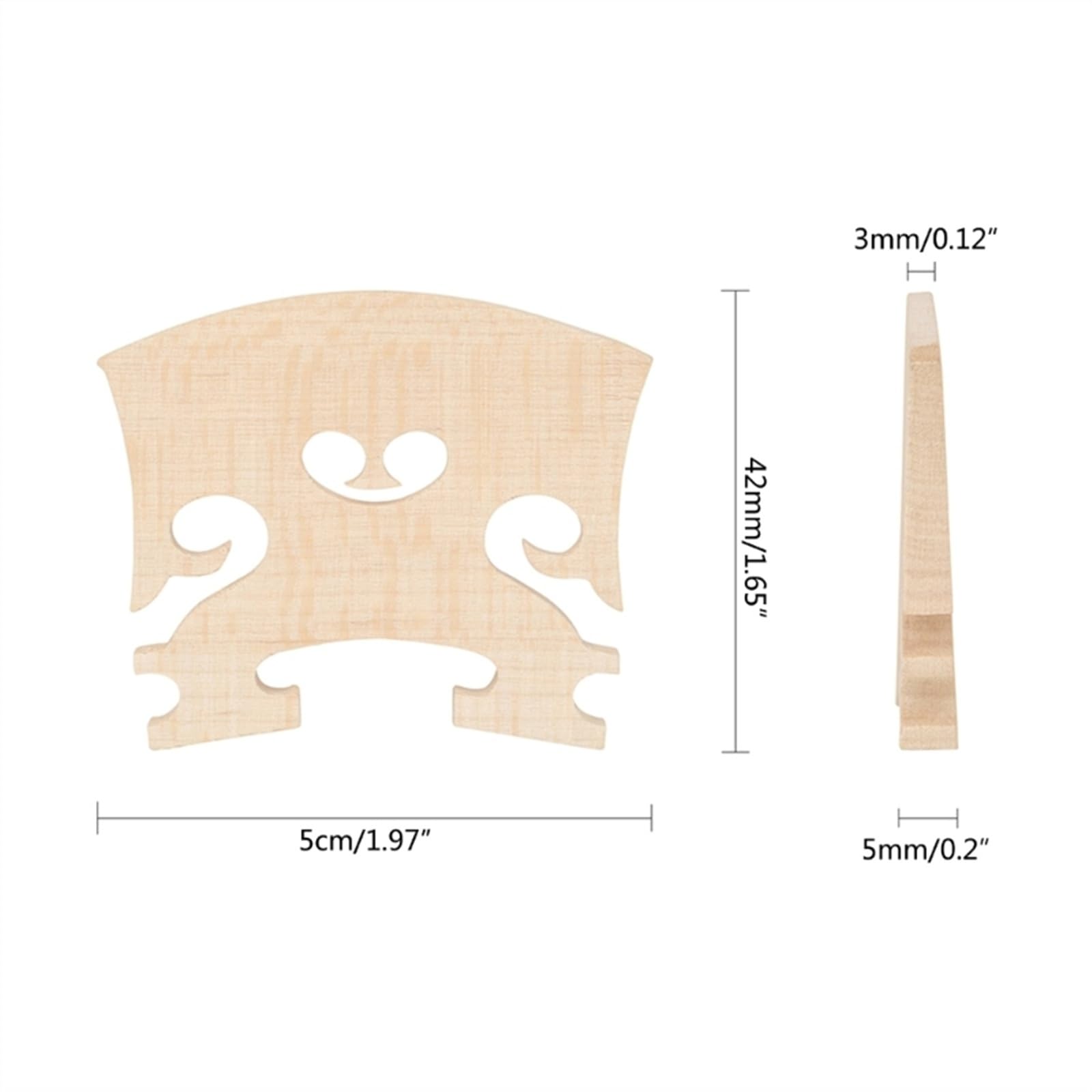 pezzi di ricambio per violino Accessorio per strumento musicale per violino Ponte per violino in legno di acero Parti per violino Ponte per violino Dimensioni 4/4 Ponti per corde di violino