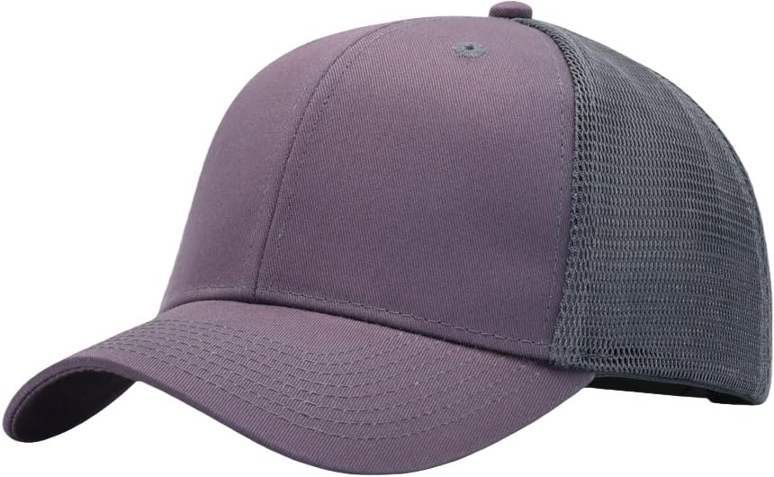 Image of Mens Mesh Snapback Hat Fits One Size & XXL | Structured Adjustable Trucker Hats | Sturdy Outdoor Blank Baseball Cap